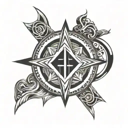 A Geometric Design Incorporating Symbols Of God And Jesus