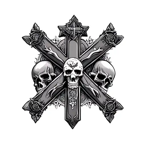 Catholic Cross And Skulls