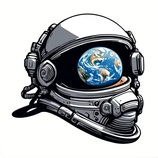 Astronaut Helmet With Earth Reflection Realistic
