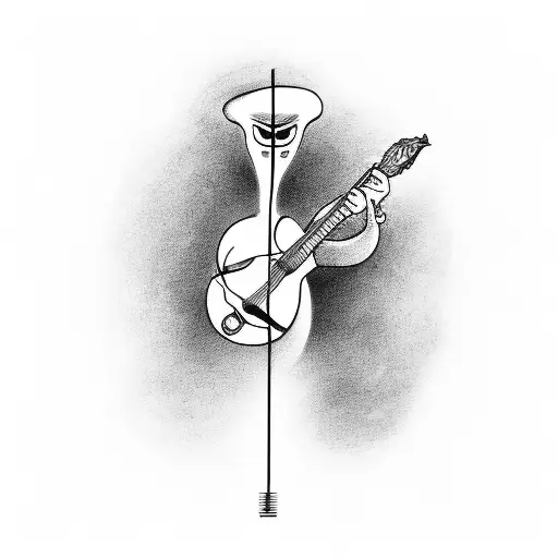 Standing Alien Playing A Guitar