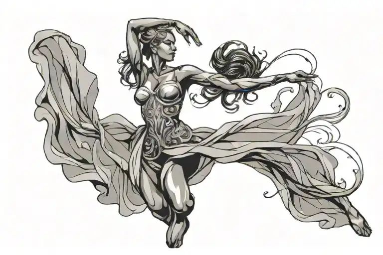 A Dancer Silhouette With A 3D Twist One Half Representing