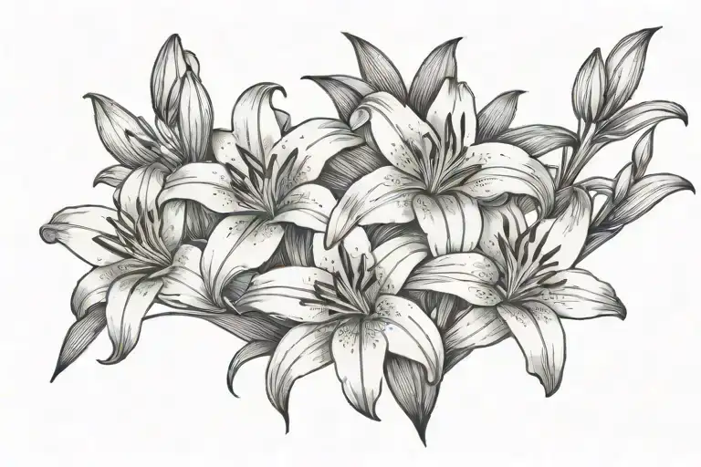 Lilies Above Black Line
