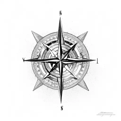 A Compass With A Wave And Sailboat Design