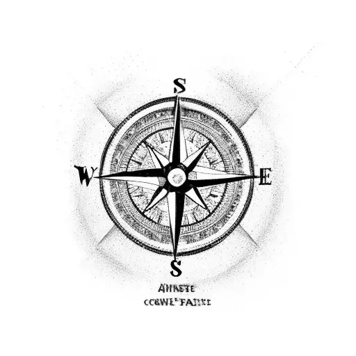 A Compass Rose Intertwined With A Dog's Pawprint