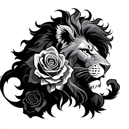 Lion With Roses And A Warrior