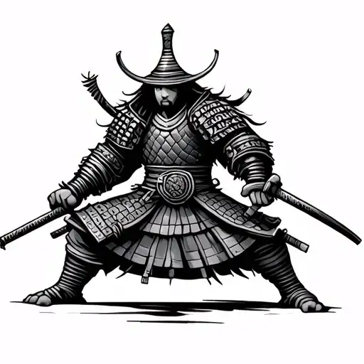 Stick Figure Samurai Warrior