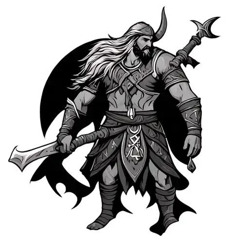 Viking Warrior With Viking Symbols Integrated