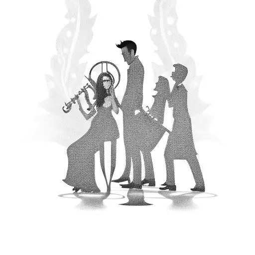 A Silhouette Of The Friends Cast With Musical Instruments
