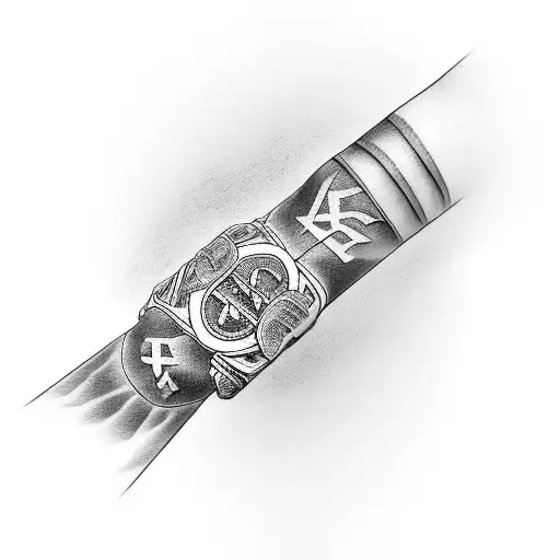 A Wrist Tattoo Of A Greek Warrior With The Word 'Perseverance' Written Underneath