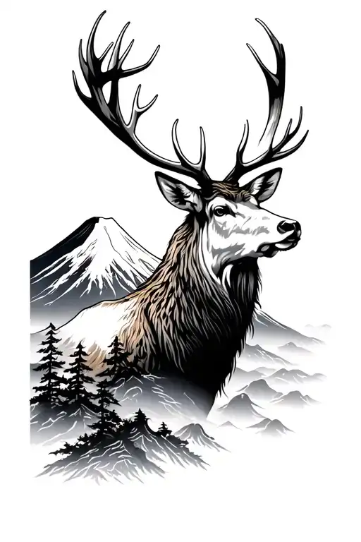 Stag Mount Fuji Background