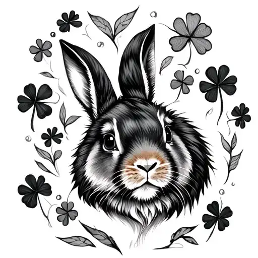 Lionhead Bunny In Clovers Black