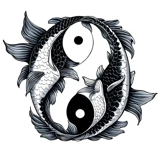 Small Koi Fish Ying Yang Couples Tatoo