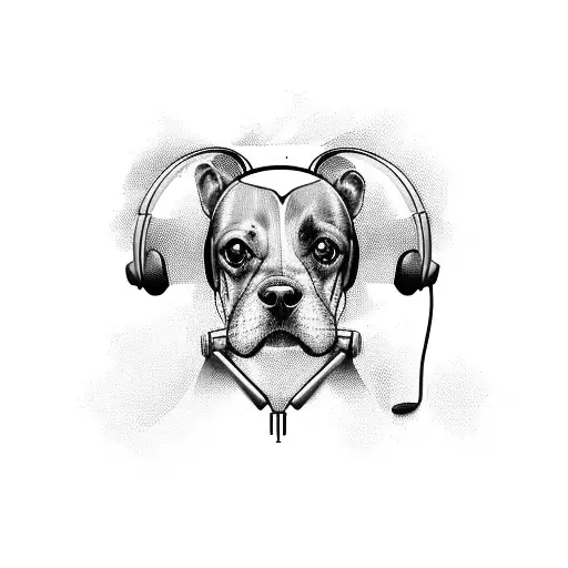 Create A Tattoo Of A Dog Wearing A Headset And Playing Video Games