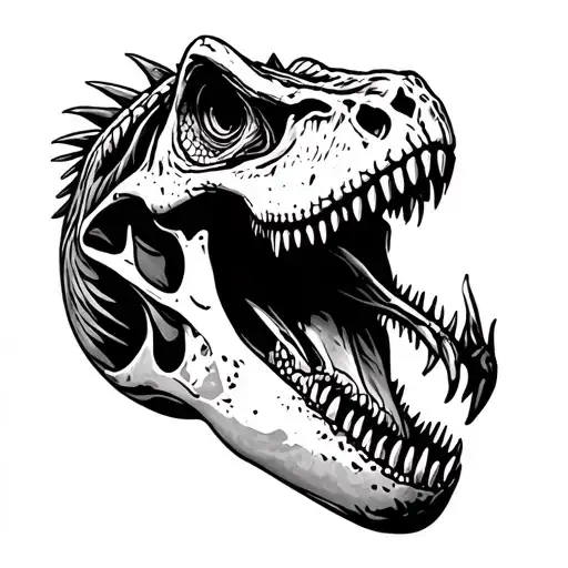 Lizard On T Rex Skull