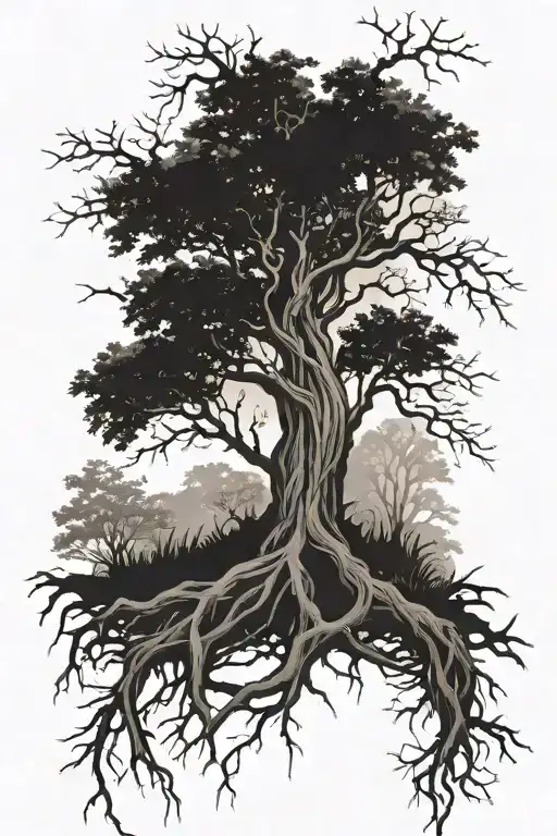 Cross With Roots And Tree Branches