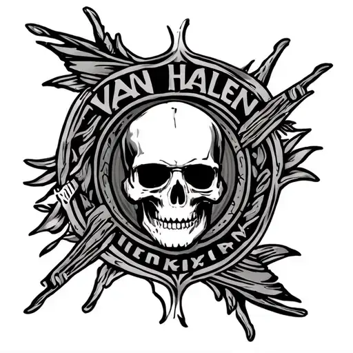 Van Halen Logo And Skull Surrounded