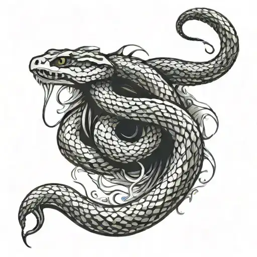 A Snake Devouring Its Own Tail From Which Blood Flows