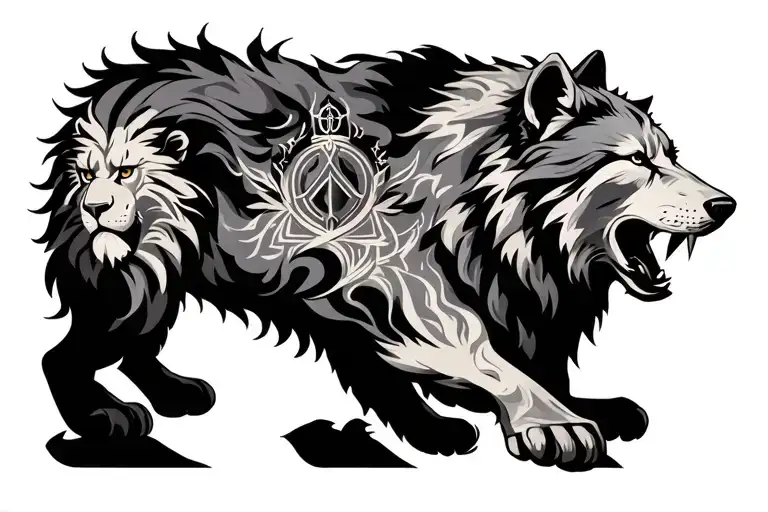 Trinity Tattoo With Lion Bear Wolf