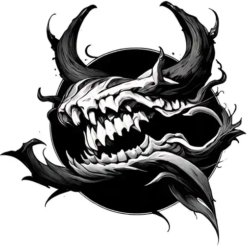 Black Work Demonic Jaw On Elbow Dark Abstrack