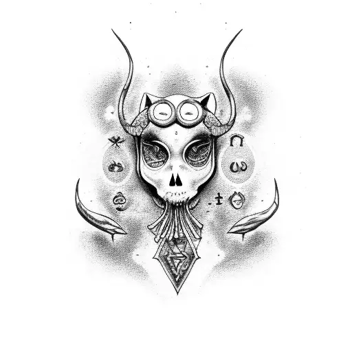 A Cancer Zodiac Symbol Surrounded By Witchy Elements