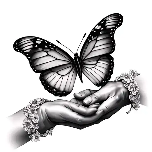 Butterfly Memorial For Grandma Holding Hands