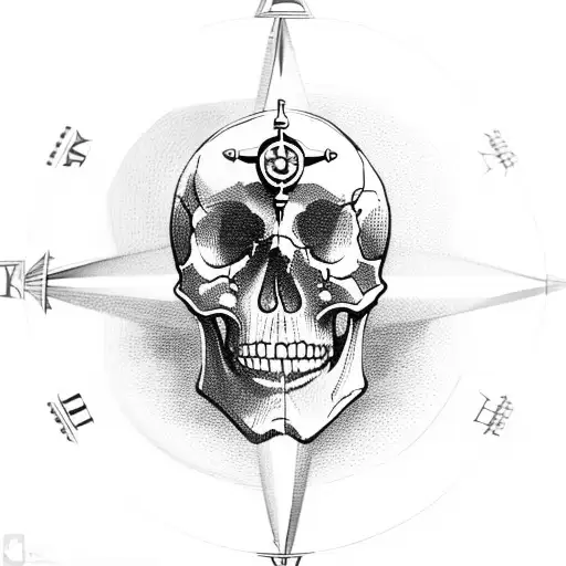 Skull Inside A Compass