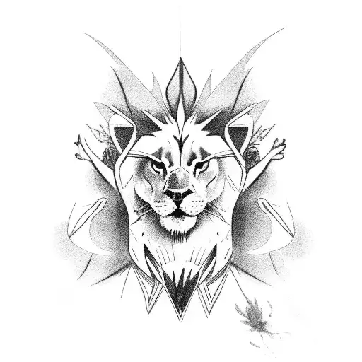 Large Pheonix With A Lion In The Background