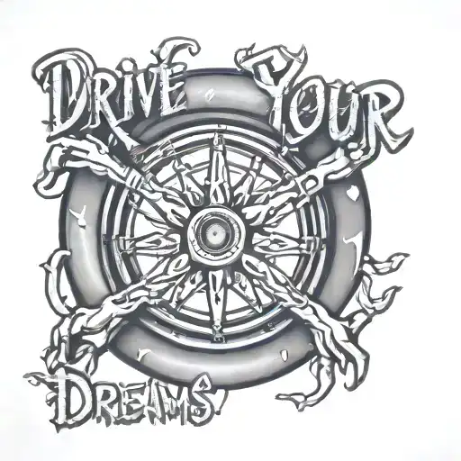 Steering Wheel With Skeleton Hands With The Saying Drive Your Dreams