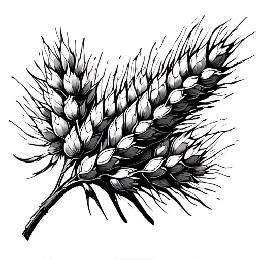 Alder Branch Line Art Tattoo With The Cones And Barley