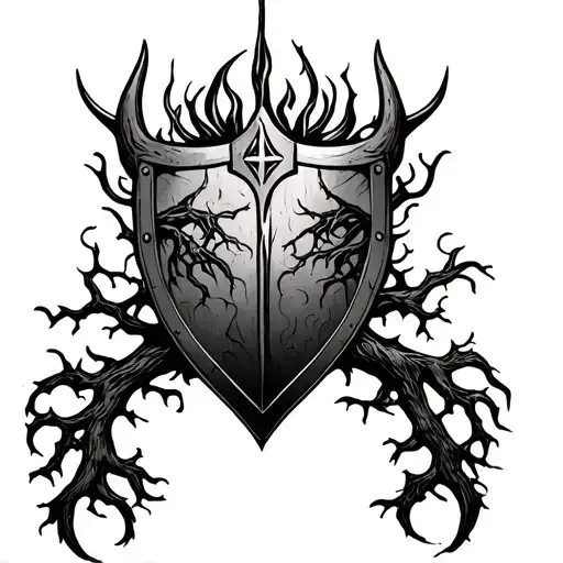 African Shield And Viking Tree Of Life Intertwined