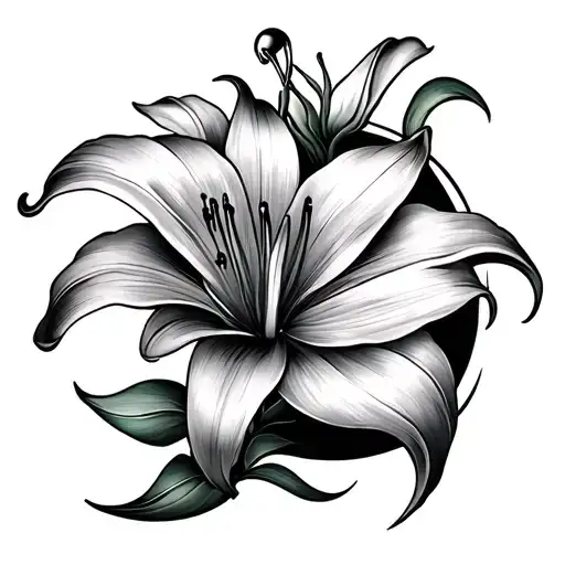 An Abstract Lily With A Crescent Moon