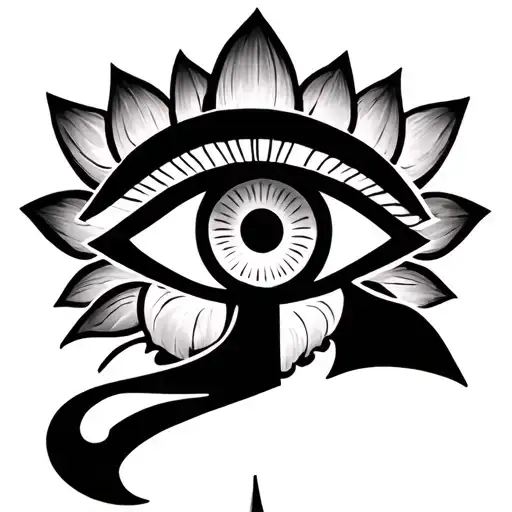 Ankh Symbol With Eye Of Horus And Lotus Flower Simple