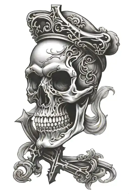 Skull With Smoke And Cross
