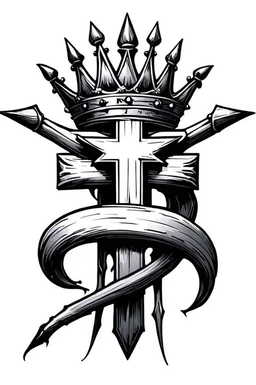 Cross Made From Nails With A Crown Across It