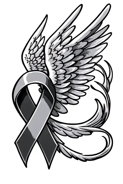 Hiv Ribbon With Angel Wings