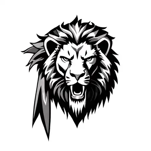 Lion Head With Spartan Warrior Underneath