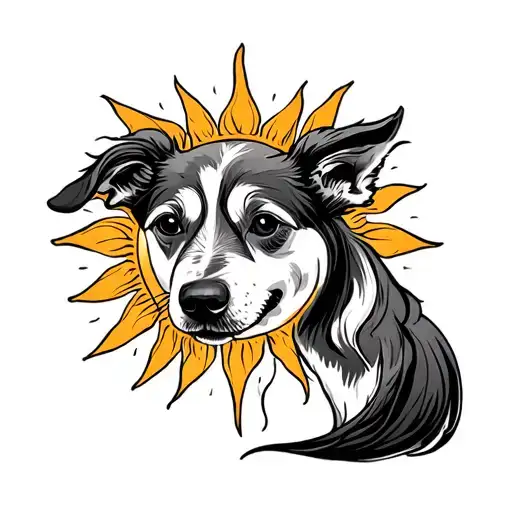 Sun Tattoo With Dog