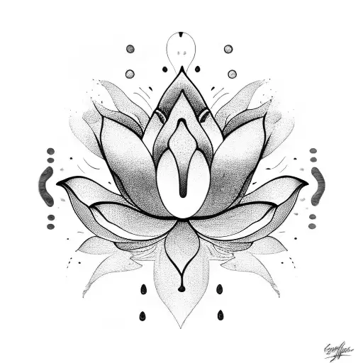 Portrait Lotus Flower On Water With Lily Pads And Dragonflies