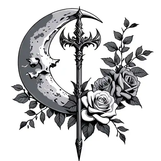 Scepter With Roses And Moon