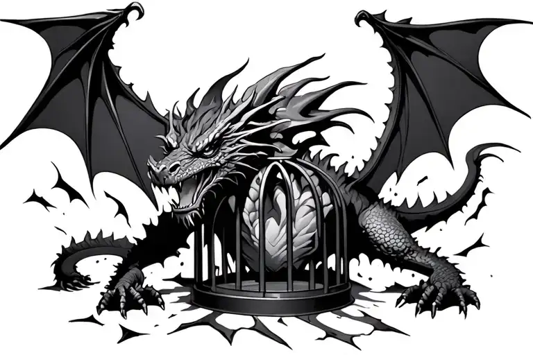 Dragon Brusting Out Of A Cage Shattered
