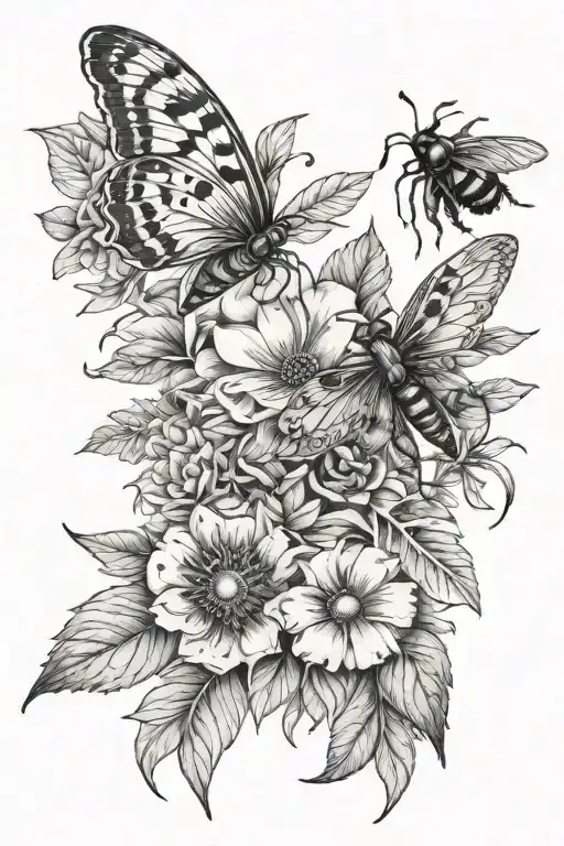 Floral And Bugs With The Name Marley