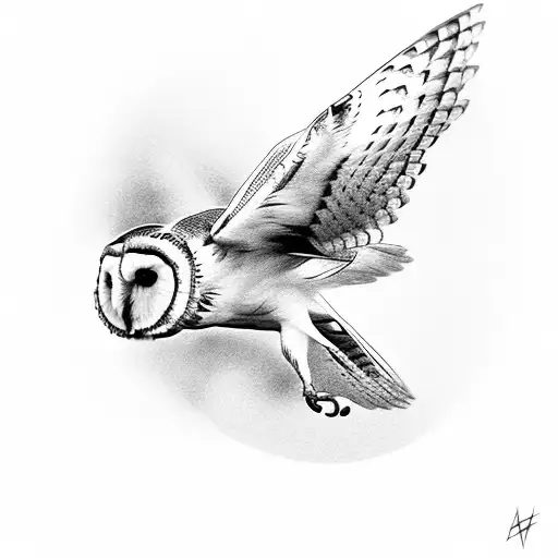 Barn Owl Swooping Down Side View