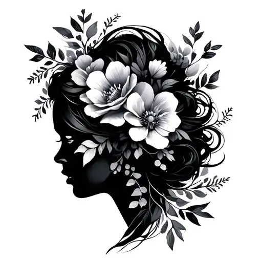 Woman Silhouette Floral