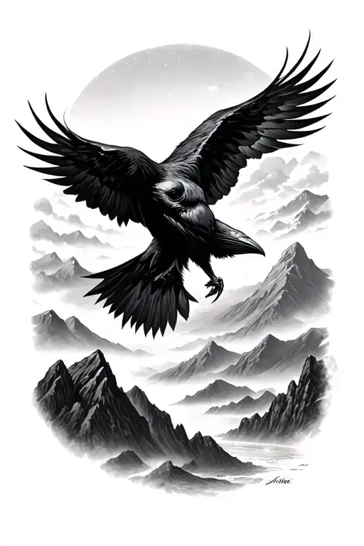 Raven Over Misty Mountains