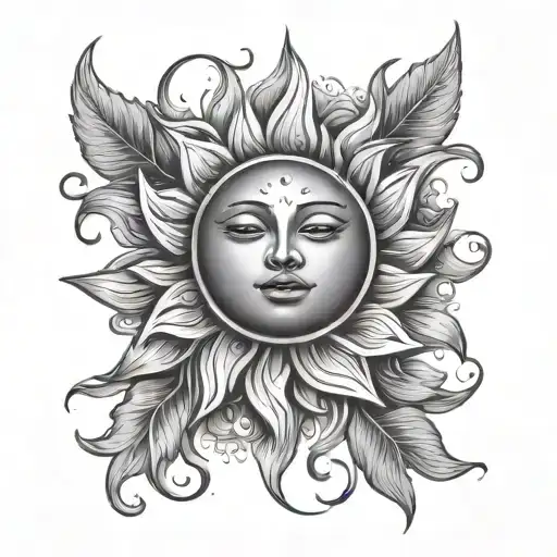 Sun And Mood With Flowers Wrapping