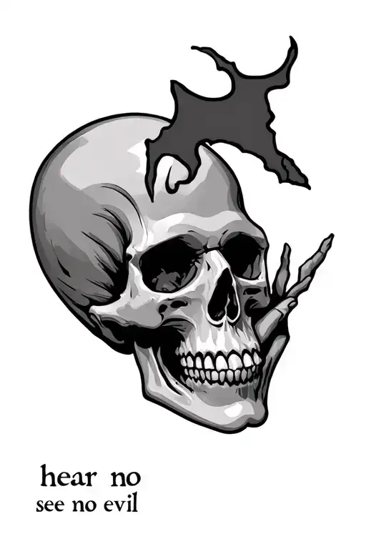 Hear No Evil See No Evil Skull