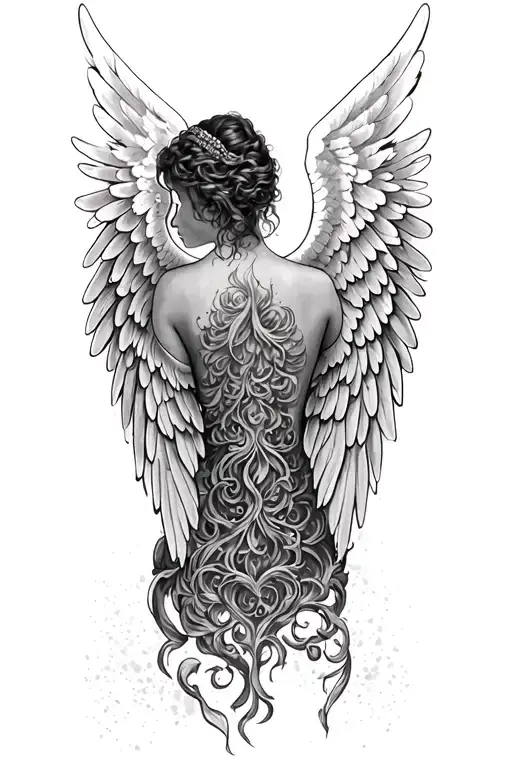 Realistic Angel Wings On Back Piece