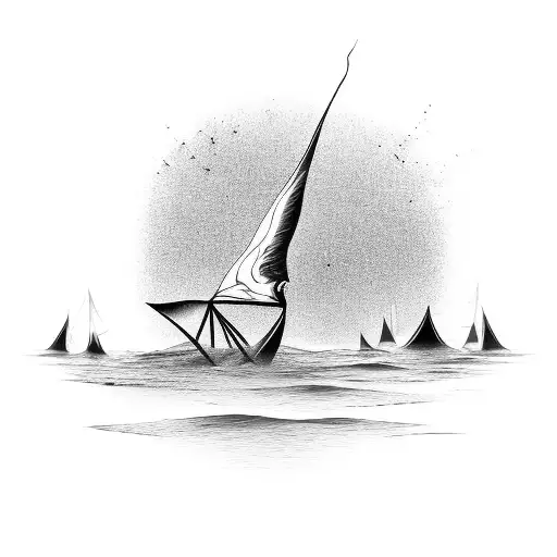 A Surrealistic Scene Of A Broken Sail Boat Floating In A Sea Of Stars