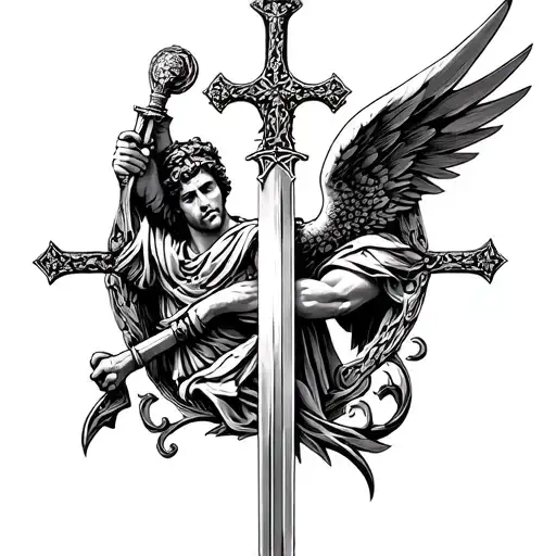 St Michael With Sword And Cross Surrounded
