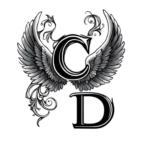 Angel Wings With Letter C D